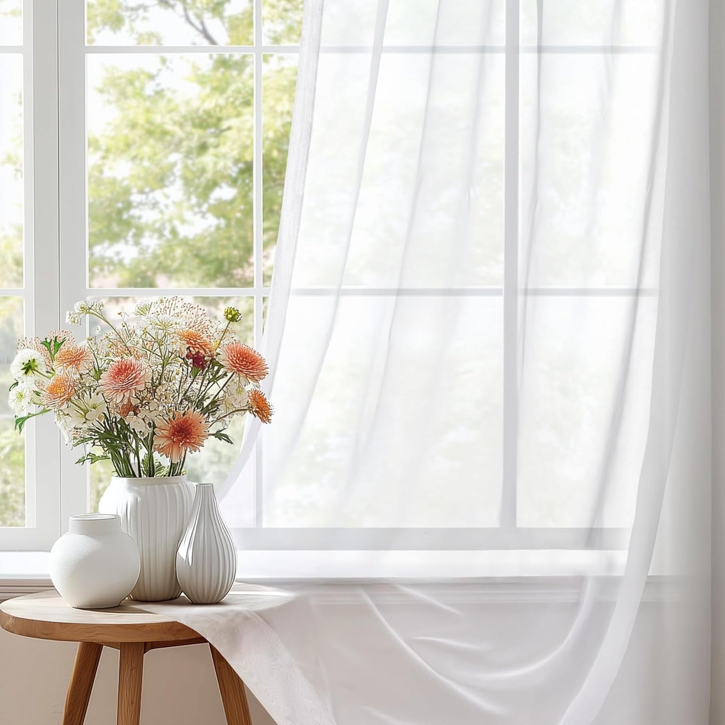 Voile-Transparentvorhang, Weiß, 245x140