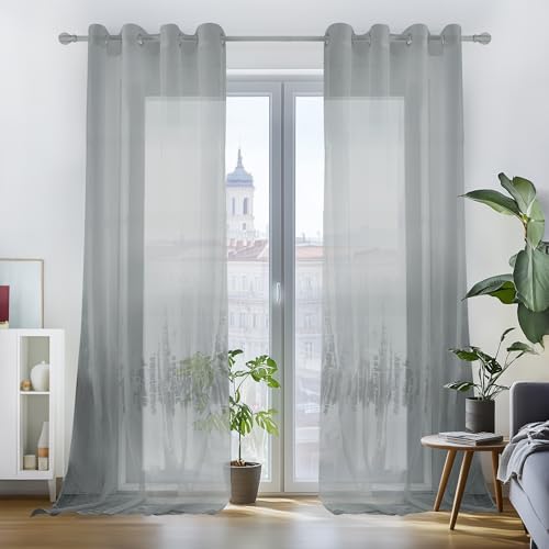 Transparente Ösenvorhänge – Luftiger Eyelet-Vorhang für Wohnzimmer