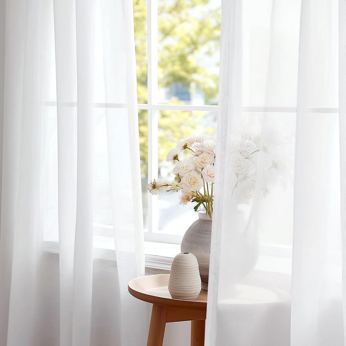 Voile-Transparentvorhang, Weiß, 245x140