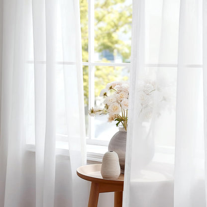 Voile-Transparentvorhang, Weiß, 245x140