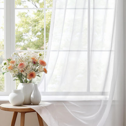Voile-Transparentvorhang, Weiß, 245x140