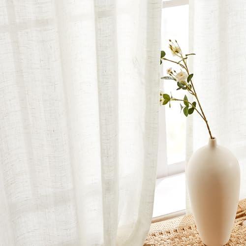 Kräuselband-Vorhänge – Voile-Vorhang aus Leinengarn, Halbtransparent