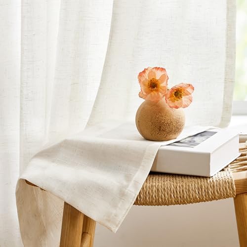 Kräuselband-Vorhänge – Voile-Vorhang aus Leinengarn, Halbtransparent