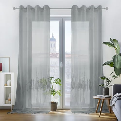 Transparente Ösenvorhänge – Luftiger Eyelet-Vorhang für Wohnzimmer