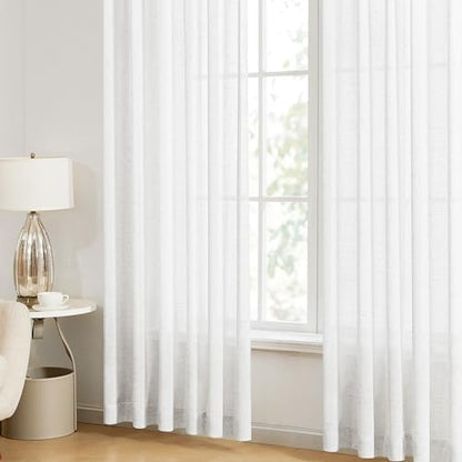 Kräuselband-Vorhänge – Voile-Vorhang aus Leinengarn, Halbtransparent
