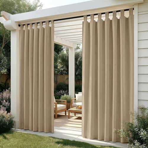 Outdoor-Vorhänge (2er-Set) – Wasserdicht & Sonnenschutz, Grau, 214 x 132 cm