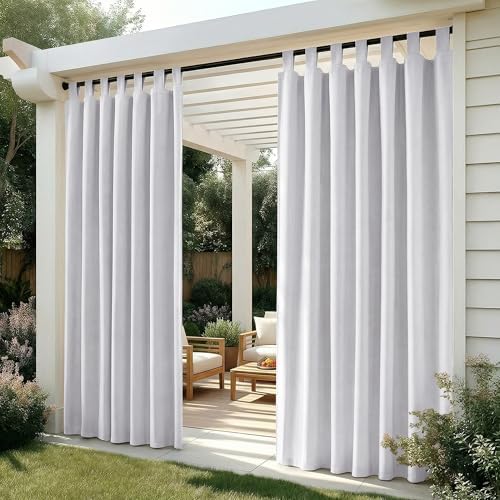 Outdoor-Vorhänge (2er-Set) – Wasserdicht & Sonnenschutz, Grau, 214 x 132 cm