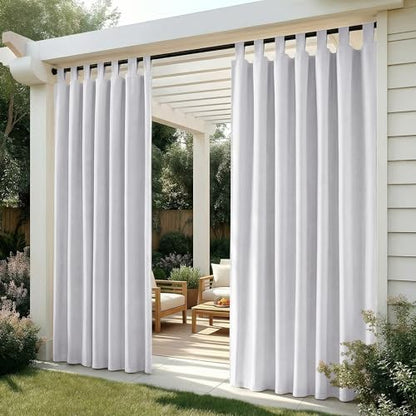 Outdoor-Vorhänge (2er-Set) – Wasserdicht & Sonnenschutz, Grau, 214 x 132 cm