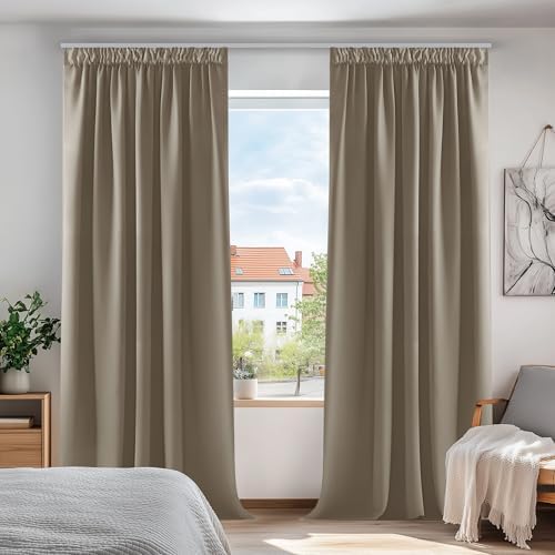 Blickdichte Kräuselband-Vorhänge – Schlafzimmer Thermovorhang