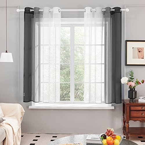 Transparente Voile-Ösenvorhänge, Braun