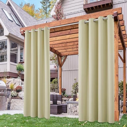 Outdoor-Vorhänge (2er-Set) – Wasserdicht & Sonnenschutz, Grau, 214 x 132 cm