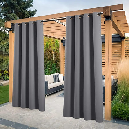 Outdoor-Vorhänge (2er-Set) – Wasserdicht & Sonnenschutz, Grau, 214 x 132 cm